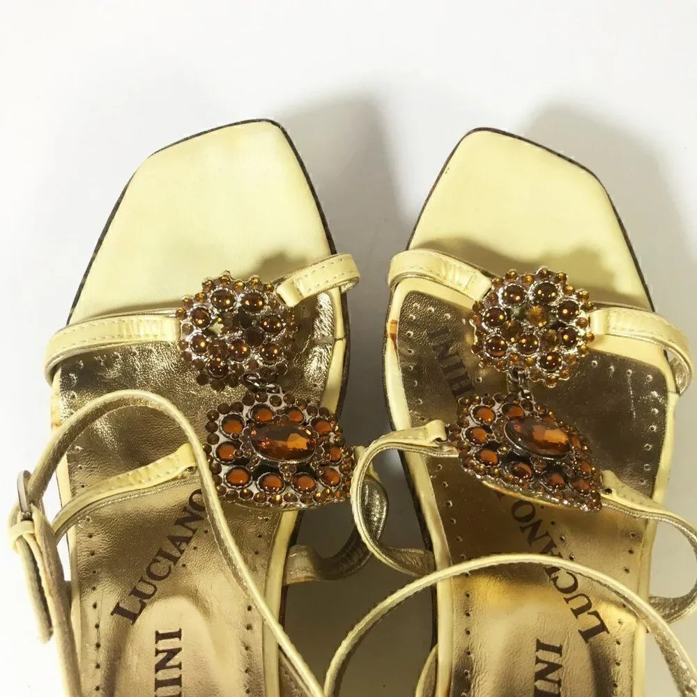 Bejeweled Italian Platform Sandals - 38.5